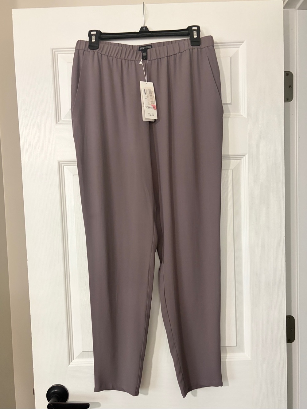 EILEEN FISHER LUNA Silk Georgette Crepe Slouchy Ankle Pants Size S NWT $258